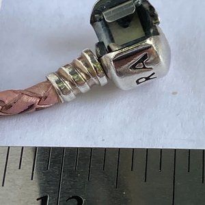 Reddish Pandora leather double loop bracelet, sterling silver ends
